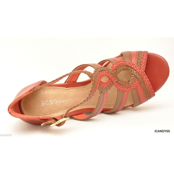 BCBGeneration SANFORDX Open Toe T-Strap Sandal Platform Pump Red 8.5/9.5/10 New - Picture 6 of 8